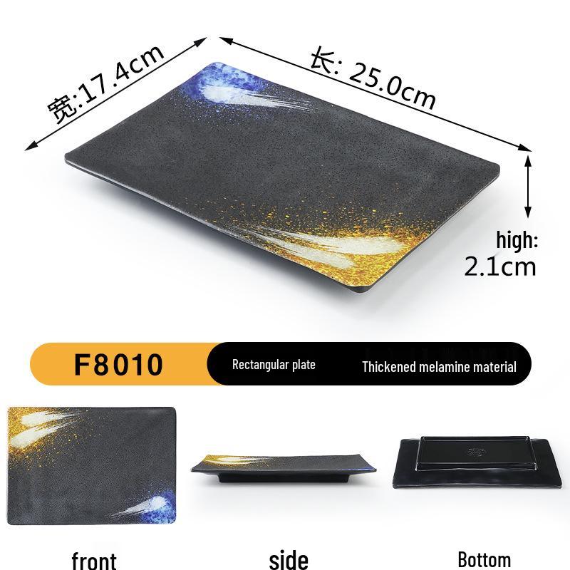 Japanese Retro Melamine Rectangular Plate for Hot Pot, Sushi, Yakiniku, and Barbecue