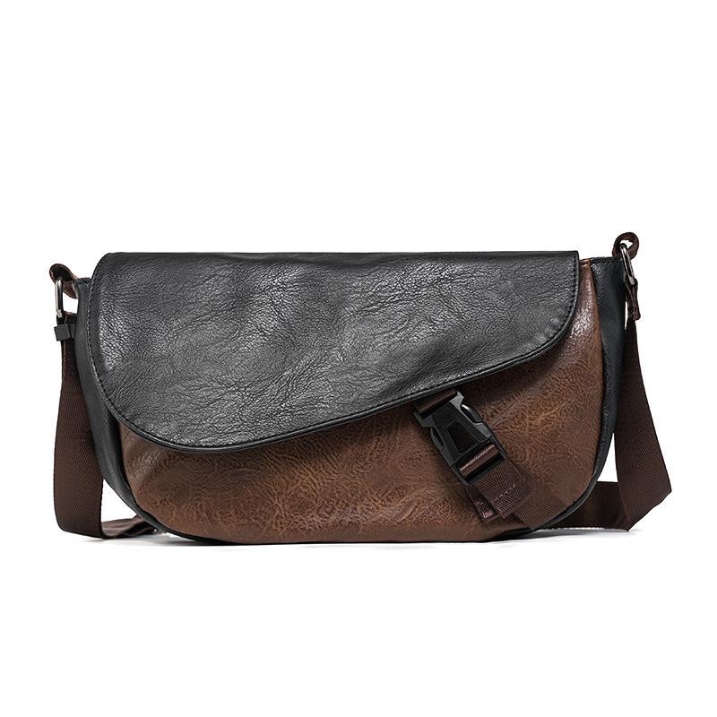 Retro Trendy Men'S Mailman Bag Outdoor Men'S Bag Messenger Bag Contrasting Colors Casual Versatile Hip Hop Trendy Street Shoulder Bag