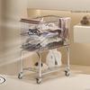 Movable Dirty Clothes Basket With Wheel Double-Layer Clothes Storage Trolley Storage Basket Bathroom Carbon Steel Clothes Basket