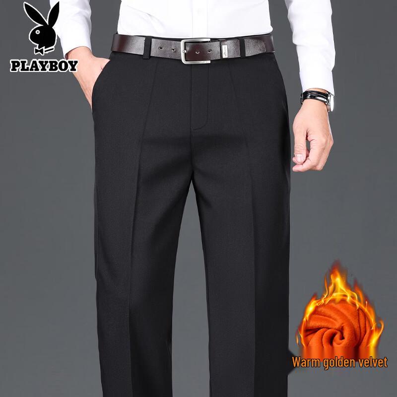 Playboy Men s Warm Straight-Leg Casual Trousers 32