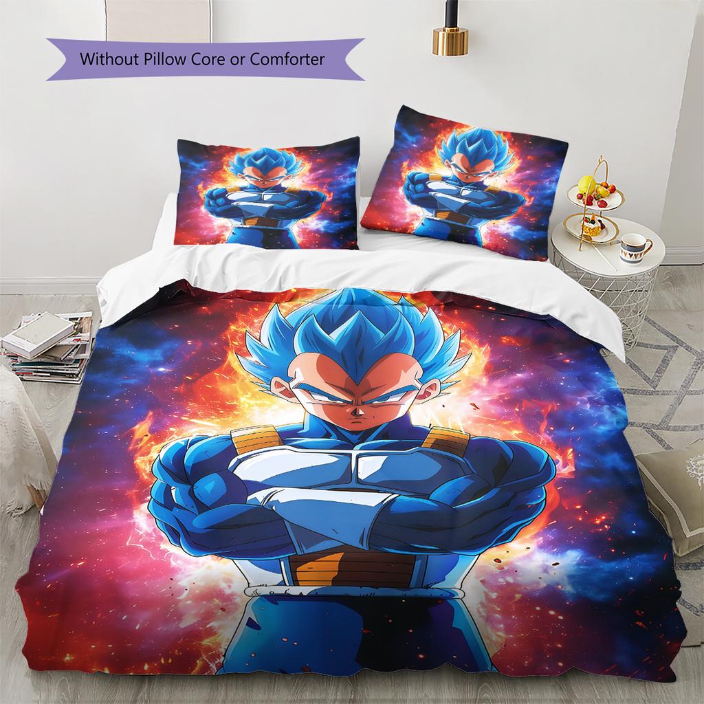 Vegito Pattern Bedding,Quilt Set Quilt Cover Pillowcase Home Birthday Gift (1 * Duvet Cover + 2 * Pillowcase, Without Core)