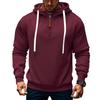 Men's Quarter Zip Hoodie Casual Long Sleeve Solid Color Drawstring Hooded Sweatshirt For Daily Wear