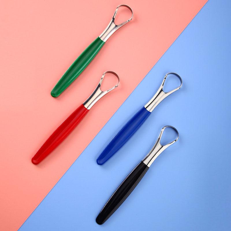 Color Handle Stainless Steel Tongue Scraper Oral Hygiene Cleaner Metal Tongue Cleaning Tool For Fresh Breath