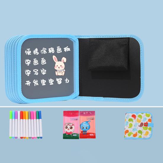 Kids Erasable Graffiti Drawing Book with 12 Watercolor Pens 14 Pages Toddlers Boys Girls Cartoon Doodle Book Educational Drawing Toy