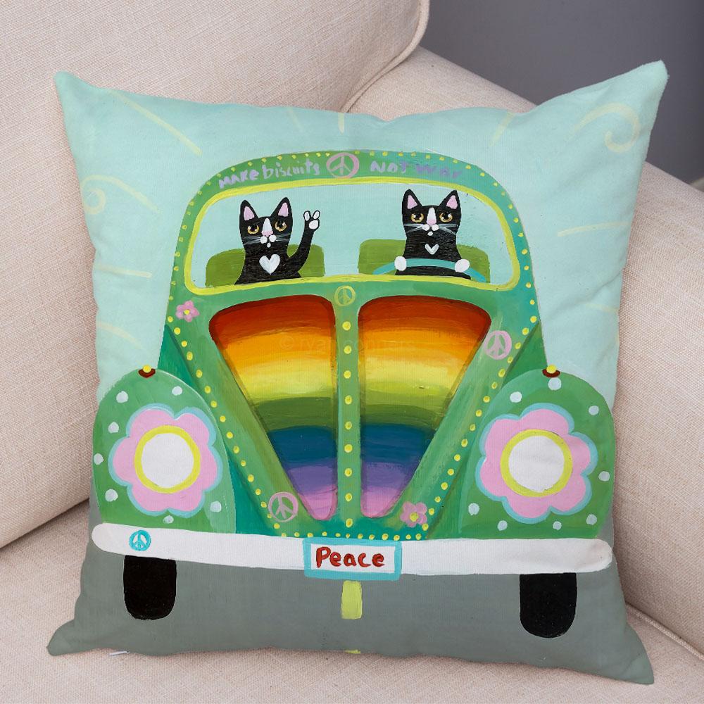 Pet Animal Cute Funny Cartoon Driving Cat Pillowcase Pillowcase Cushion Cover