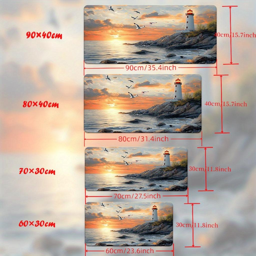 Lighthouse By The Ocean Sunset Desk Pad Non-Slip Rubber Mouse Pad Office Desk Decorating Carpet Mouse Pads Playmat Pc Accessory