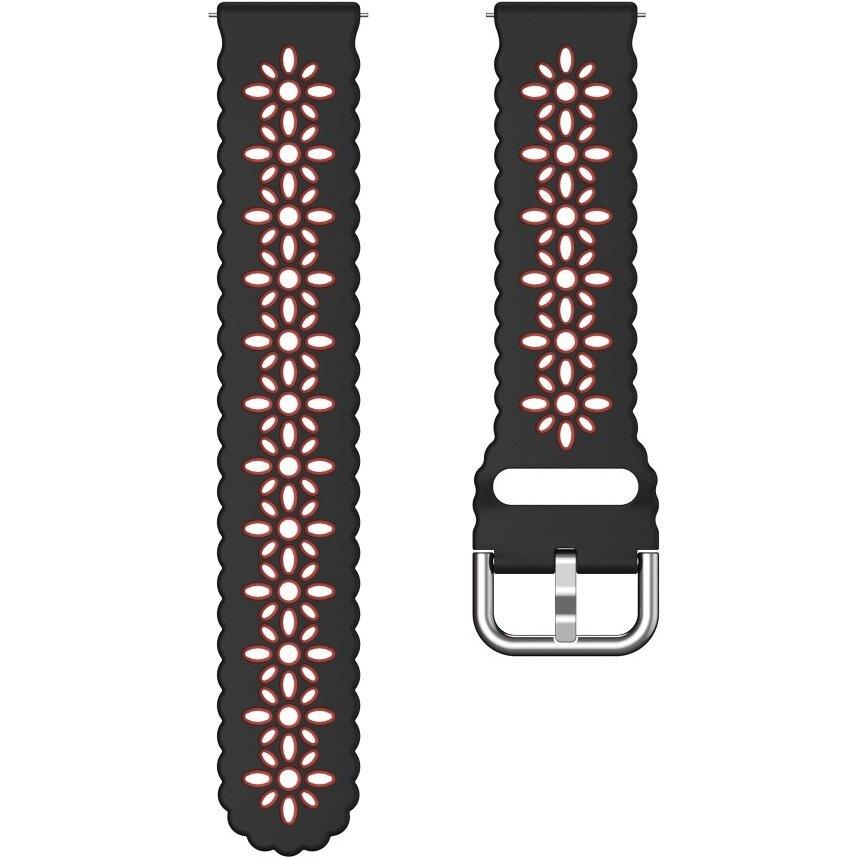 Universal Silicone Strap 20mm, Black / Red