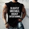 Men’s Sleeveless Casual Loose Fit T Shirt with Slightly Unstable Highly Entertaining Graphic Print Crew Neck Top