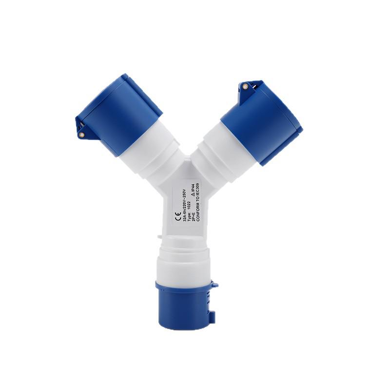 Three-Way Explosion-Proof Industrial Plug Y-Type Aviation Socket 32A/16A Waterproof Converter.