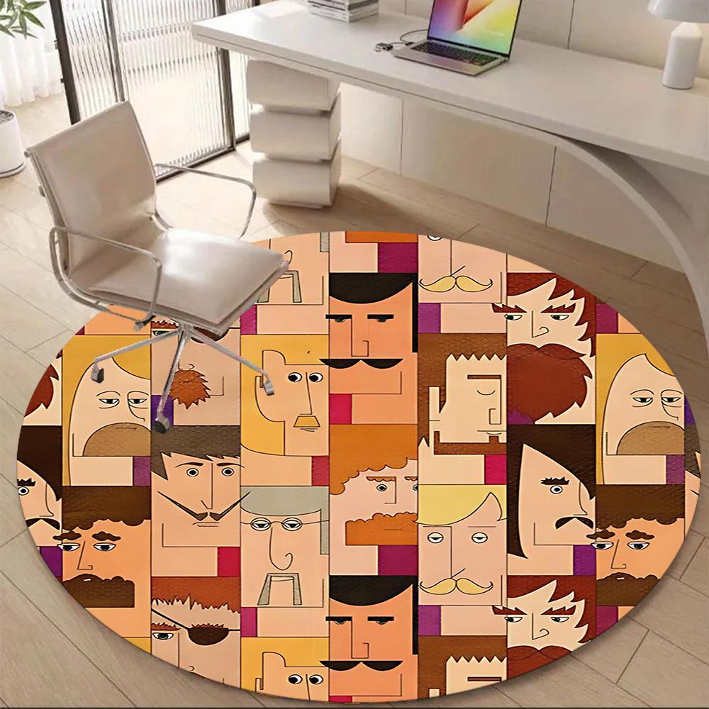 

1PC Facial Expressions Office Round Area Rug, Indoor Mat Suitable ForOffice, Under Office Chairs Bedroom Living Room Home Decor, Room Deco g018 80cm by 80cm