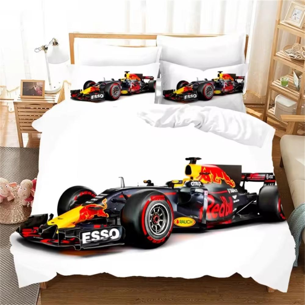 Red Racing Car 3D Kids Boy Bedding Set F1 Game Racer Printing Duvet Cover 2/3pcs Bedclothes with Pillowcase Twin Full Bedspread