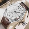 POEDAGAR Luxury Fashion Man Wristwatch Waterproof Luminous Date Week Big Dial Quartz Men's Watches Casual Leather Men Watch