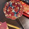 Ancient-Style Embroidered Round Wedding Fan with Happy Knot Design