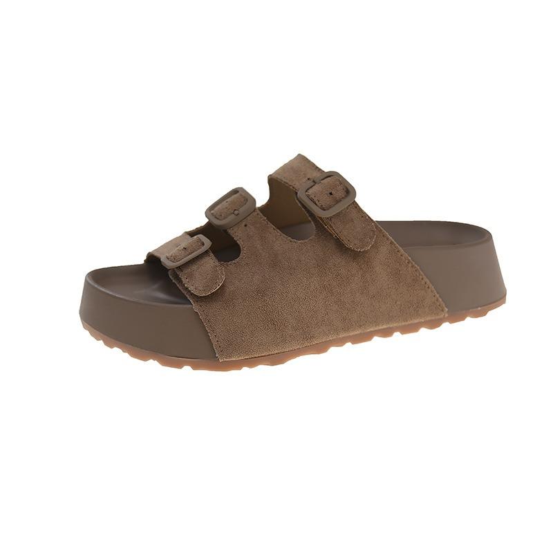 Lato nowe klapki retro na grubej podeszwie moda damska trendy nosić jednosłowne wakacje na plaży fajne klapki damskie