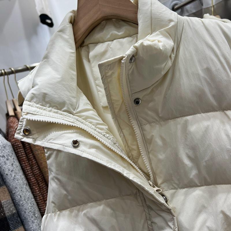 Autumn and Winter New Button Stand-up Collar Down Vest Women's Short Fashion White Duck Down Vest