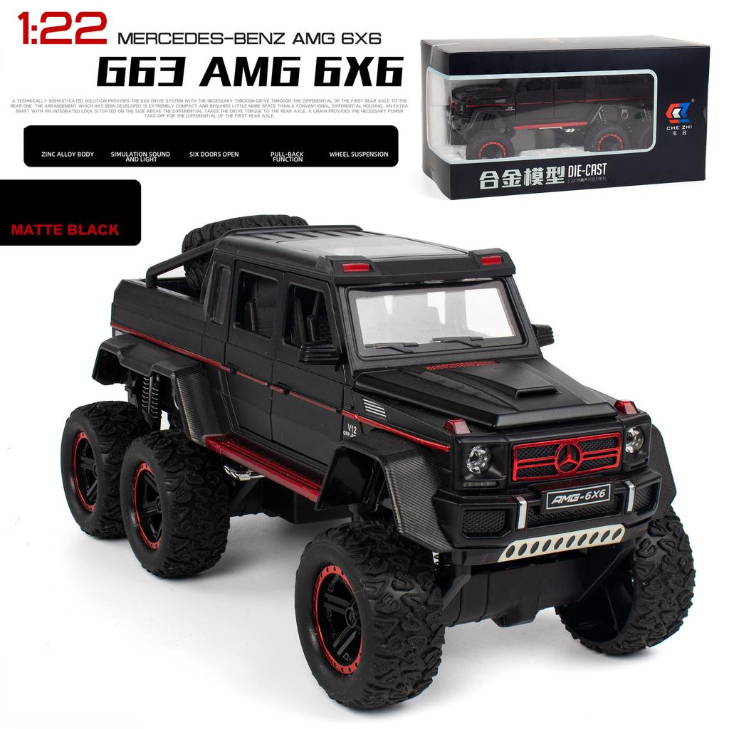 1:22 Mercedes-Benz G63 AMG 6X6 Off-road Vehicle SUV Alloy Model Car Diecast Simulation Sound Light Toys Car Children Gifts A72