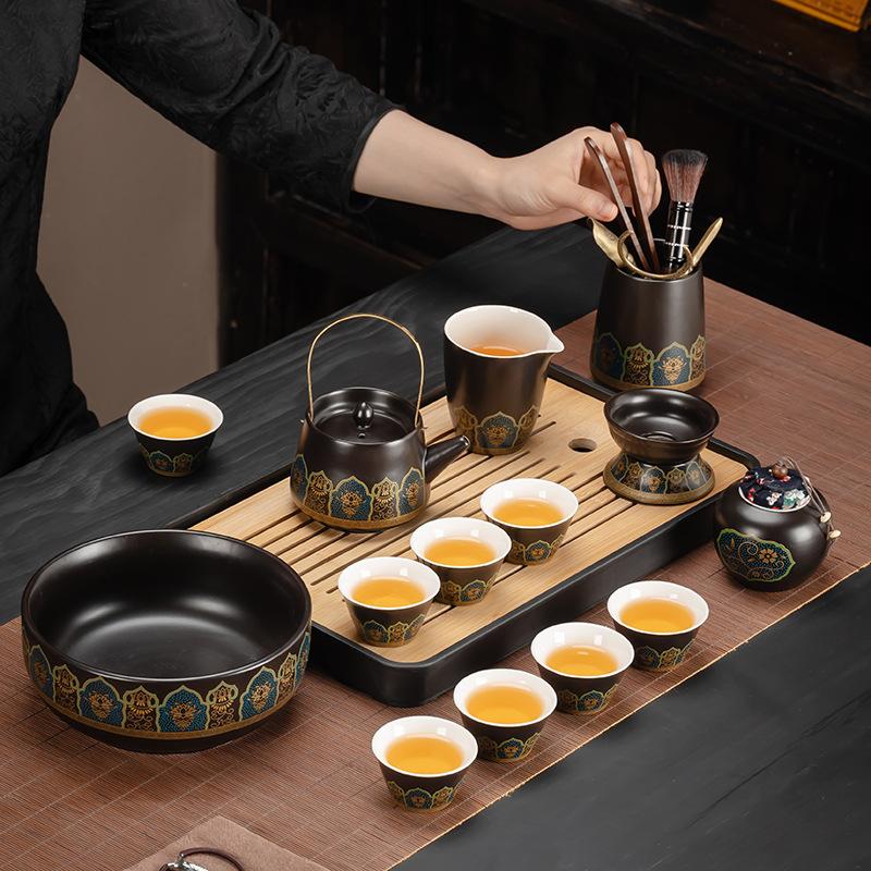Service à thé haut de gamme Kung Fu beam tasse à thé ménagère théière en céramique plateau à thé ensemble complet