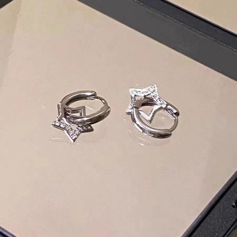Crystal Star Drop Earrings for Women Girls 2023 Fashion Zircon Silver Color Five Pointed Star Ear Buckle Party Y2K Jewelry Gift