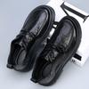 Hollow leather shoes men's 2025 summer new men's shoes leather breathable trend versatile platform business casual shoes