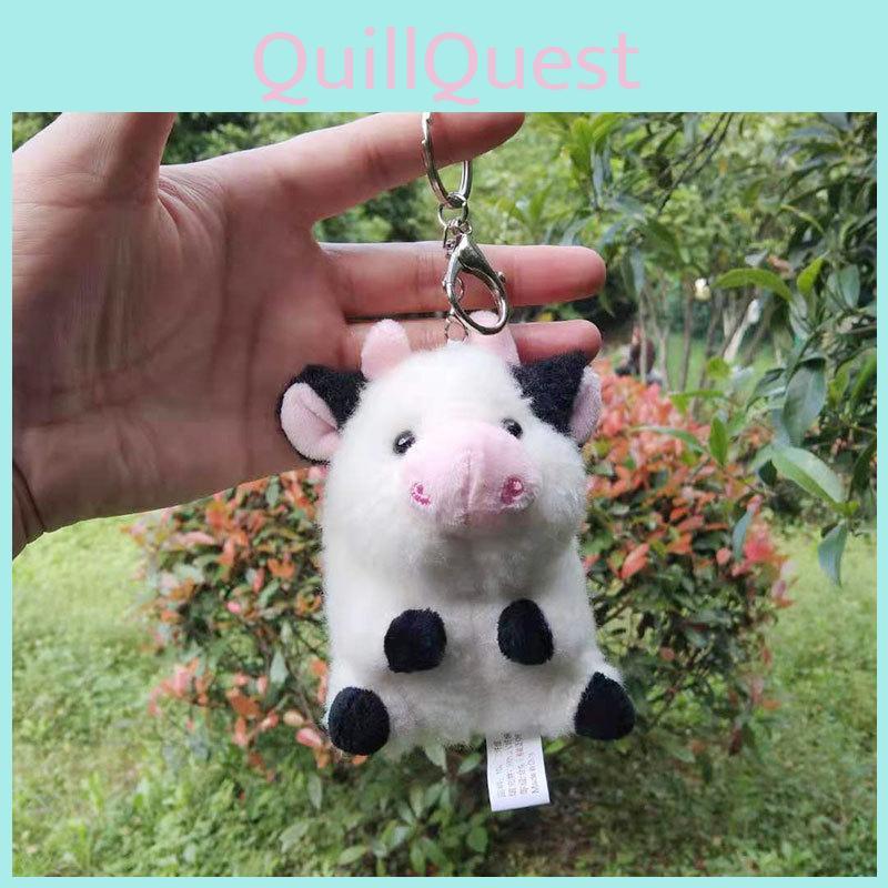 Sweet And Colorful Cow And Panda Plush Toy Keychain With Soft Pp Cotton Filling