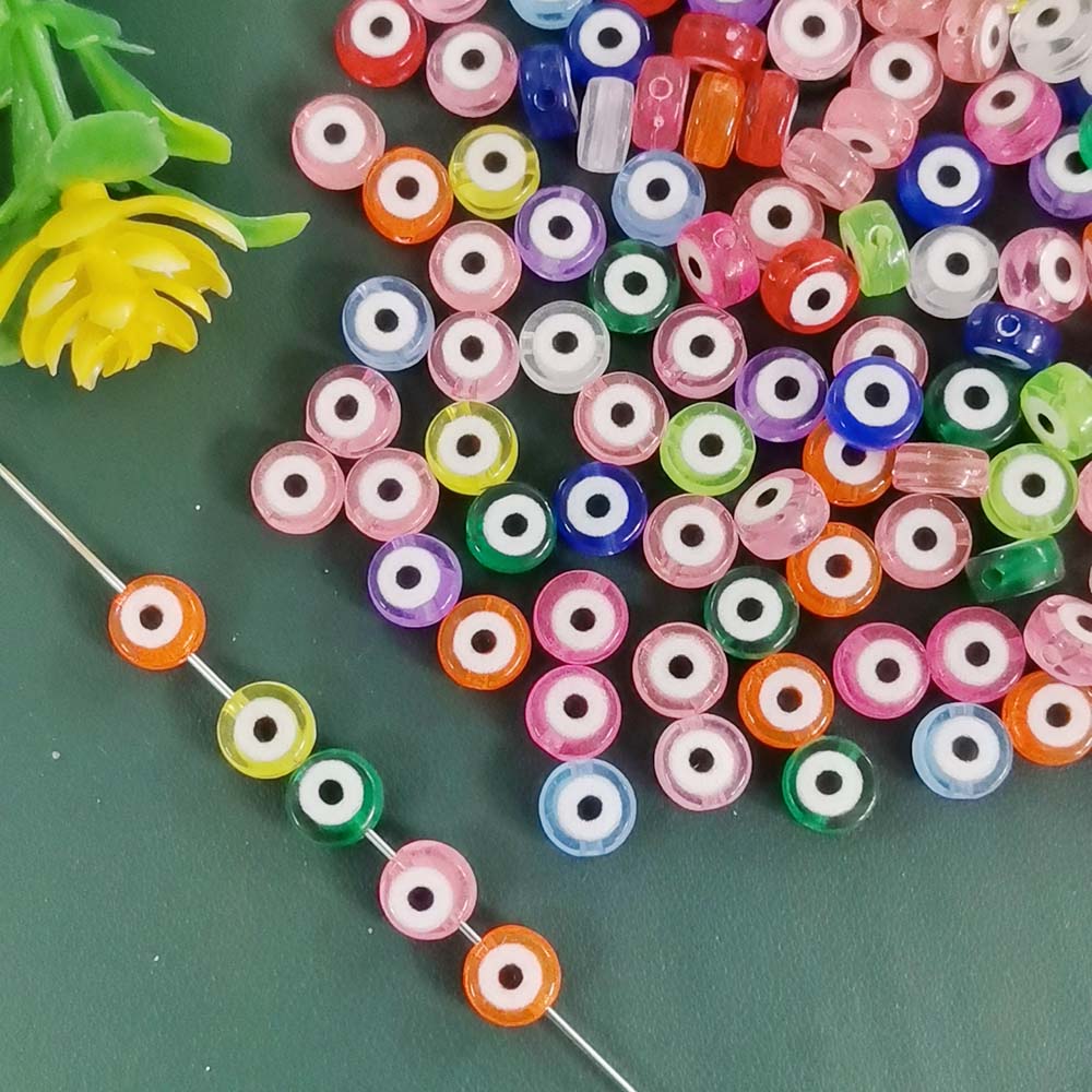 4*7mm Mixed Eye Acrylic Beads Flat Round Spacer Beads for Jewelry Making Bracelets Accessories 1000PCS 4*7mm;hole:1.8mm-1000pcs/bag