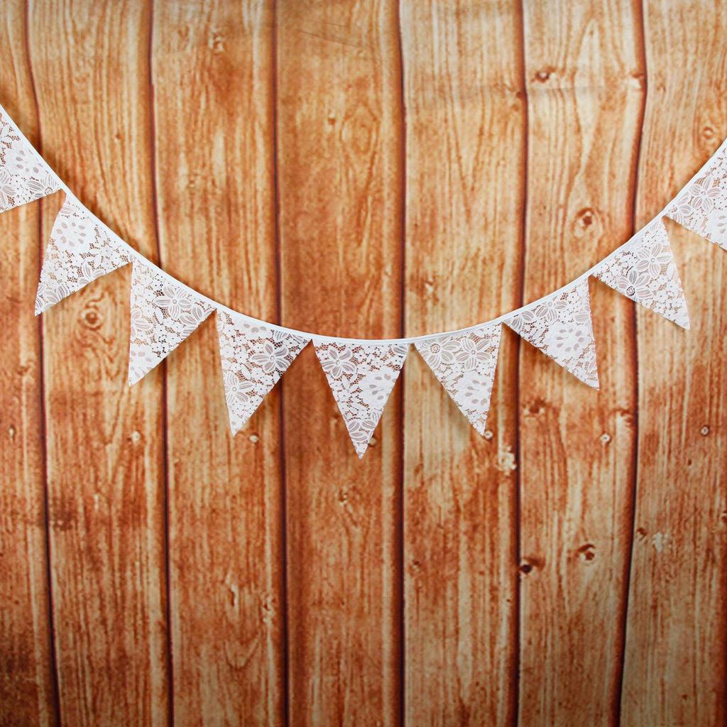 Avrupa Düğün & Parti Süslemeleri İçin Beyaz & Çok Renkli Çiçekli Dantel Üçgen Bayrak Süslemeleri