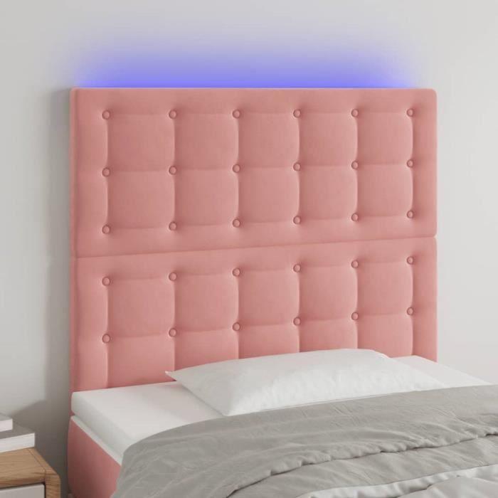 3122893 vidaXL LED Headboard Pink 80x5x118-128 Cm Velvet