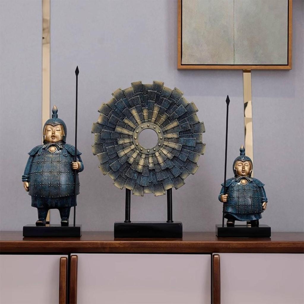 3 Pieces Terracotta Warrior Figurines Tabletop Souvenir Cultural for Living Room