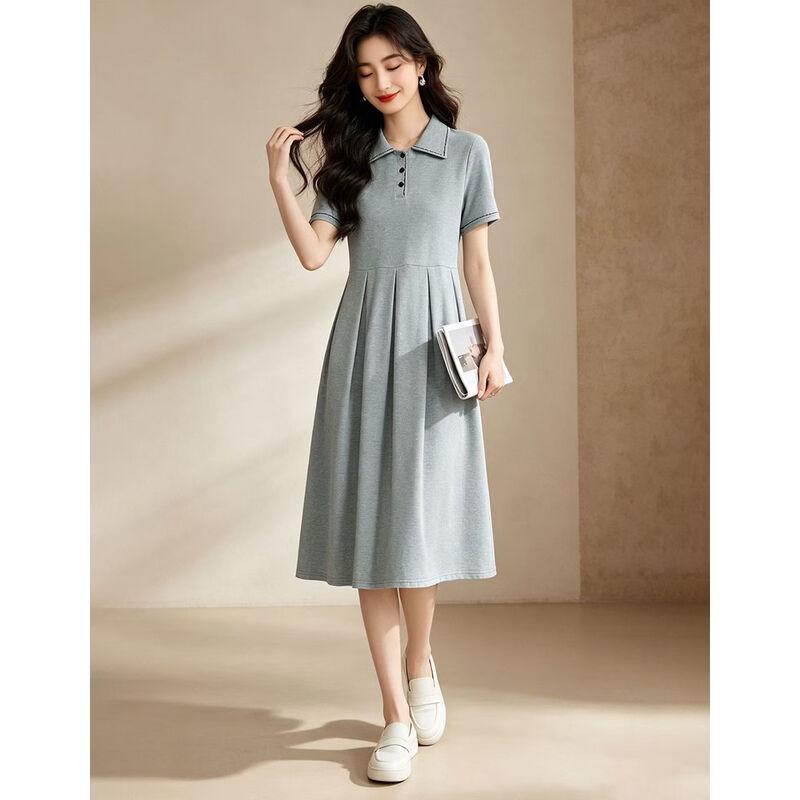 D.F.DEAR Women's French Polo A-Line Midi Dress