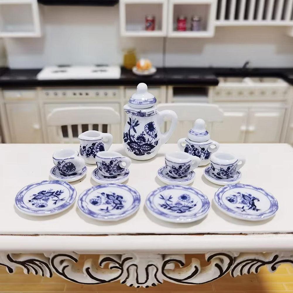 Mini Ceramic Tea Set Perfect Play Toy for Kids - Miniature Food Dishes Cups Plates For Children Tea Cups