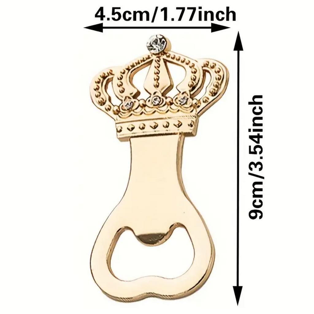 European Crown Inlaid Imitation Diamond Beer Creative Bottle Opener, Golden Bottle Opener-Perfect Wedding Guest Gift