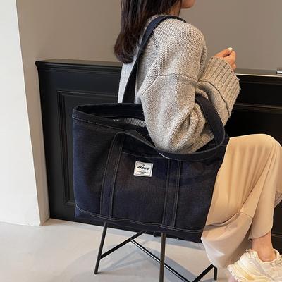 2025 New Casual Denim Bag Women's Large-capacity Shoulder Bag Cloth Bag Class Tote Bag