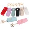 Solid Color Pu Leather Portable Mini Lipstick Pouch Keychain Mirror Pendant Keyring Fashion Storage Bag Women Makeup Accessories