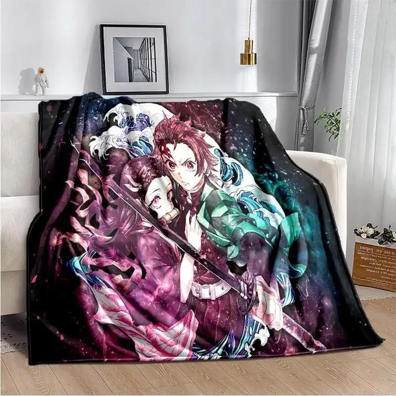 Anime Demon Slayer Kimetsu no Yaiba Fleece Blanket Nezuko Kamado Tanjiro Kamado Soft Bedding Bedspread Sofa Warming Cover