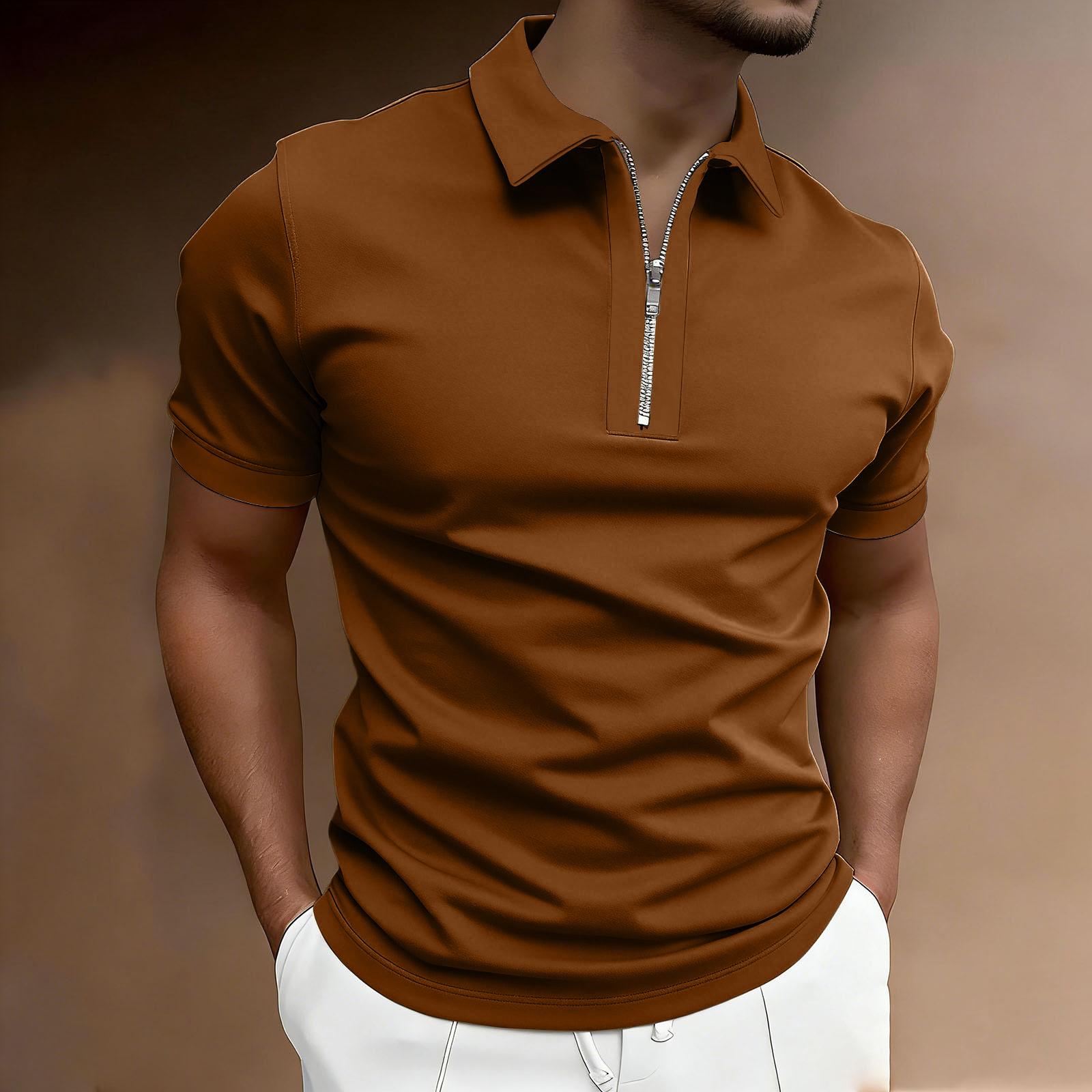 

Мужская футболка с коротким рукавом на пуговицах XXL коричневый