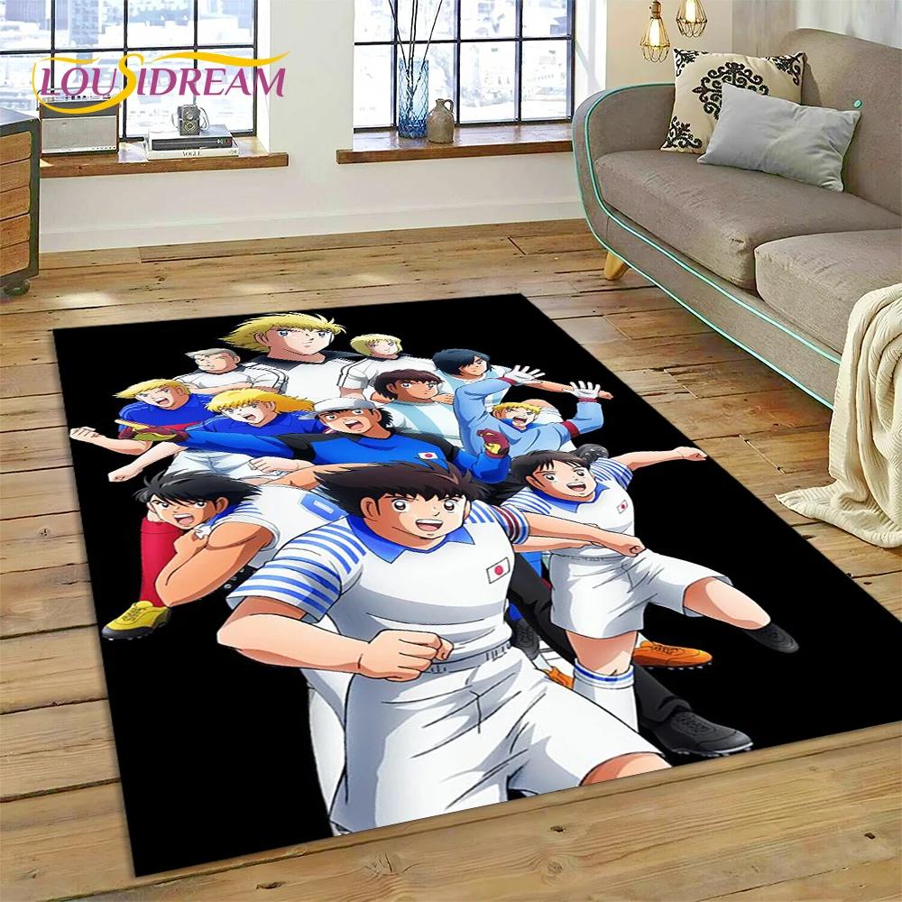3D Cartoon Captain Tsubasa Fußballteppich für Schlafzimmer Wohnzimmer Heimsofa Dekoration, Kinderspiel Große Dekor Bodenmatte