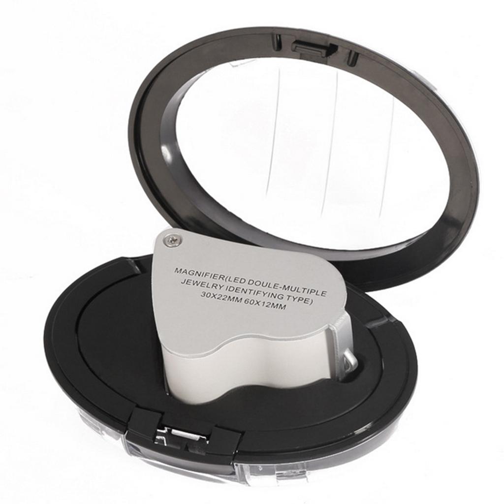 30 X 60 Magnifying Glass Jeweler's Magnifier Folding Magnifier with LED Light for Diamonds Gemstone Jewellery Stamps