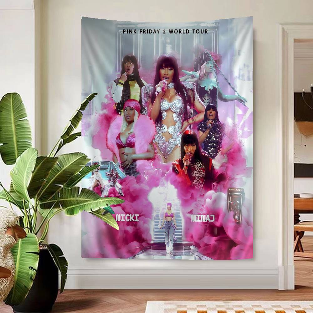 Beliebte Rapperin Sängerin N-nicki Minaj Wandteppich Kunstdruck Japanischer Wandteppich Anime Wandbehang Heimdekoration
