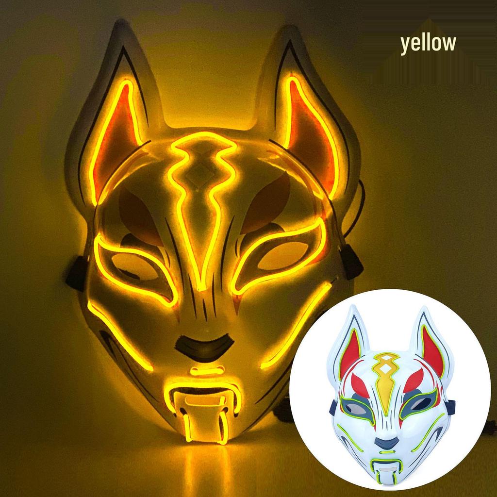LED Luminous Fox Mask - Anime-Inspired Cat Face, Cold Light Flash for Halloween