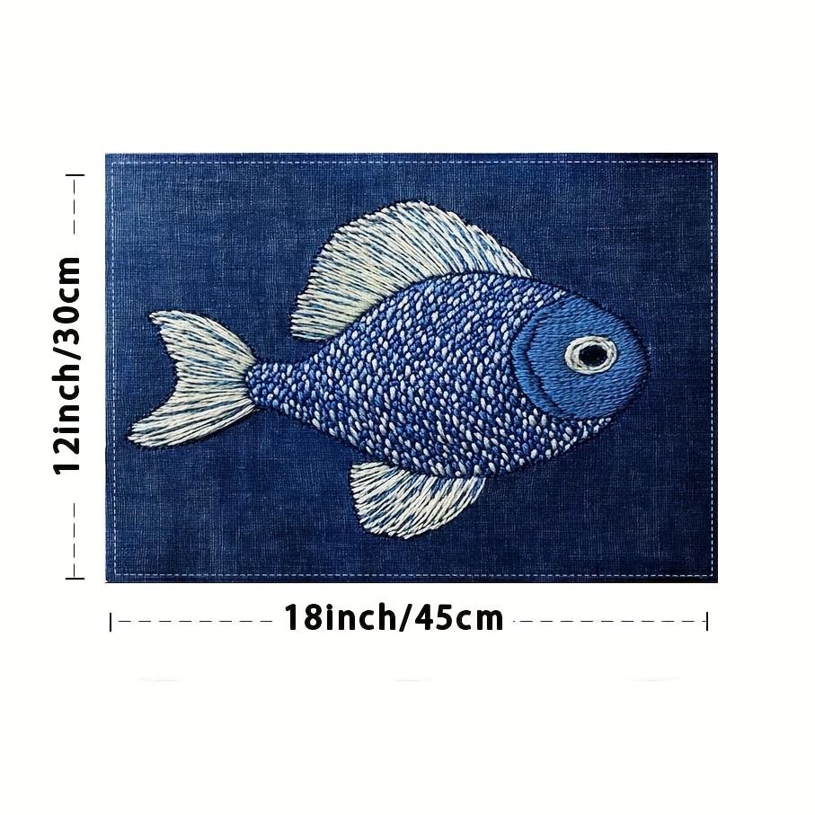 4/6pcs Set Modern Blue Background White Dot Fish Pattern Placemats Seasonal Daily Holiday Decor Suitable for Home Kitchen Dining Indoor Outdoor