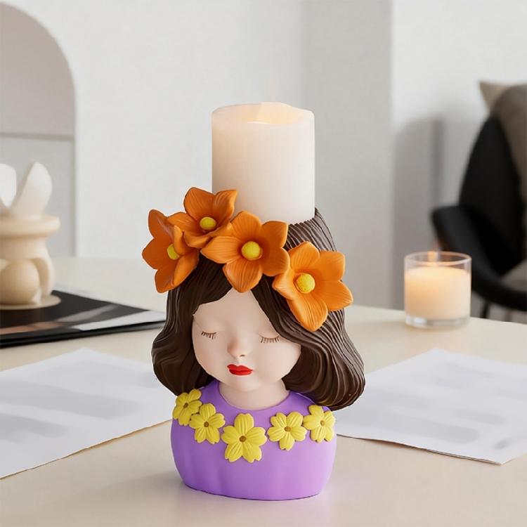 Unique Silicone Candle Mould Of Long Hair Girl Planter For Creation Art And Home Decoration Projects