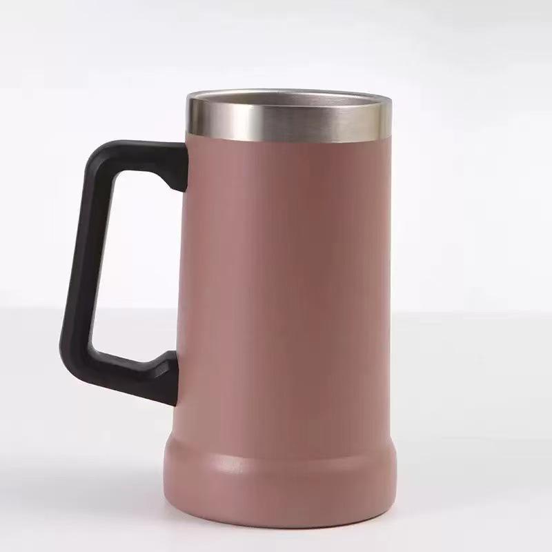Large Capacity 24oz Brazilian Beer Mug, Insulated Stainless Steel with Double Layer Vacuum Handle