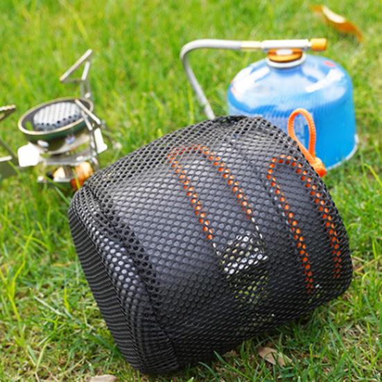 1 Set Camping Cookware with Folding Pot Spoon Fork Cutter 1-2 Person Heavy Duty Aluminum Alloy Outdoor Picnic Hiking Backpacking Portable Cookware