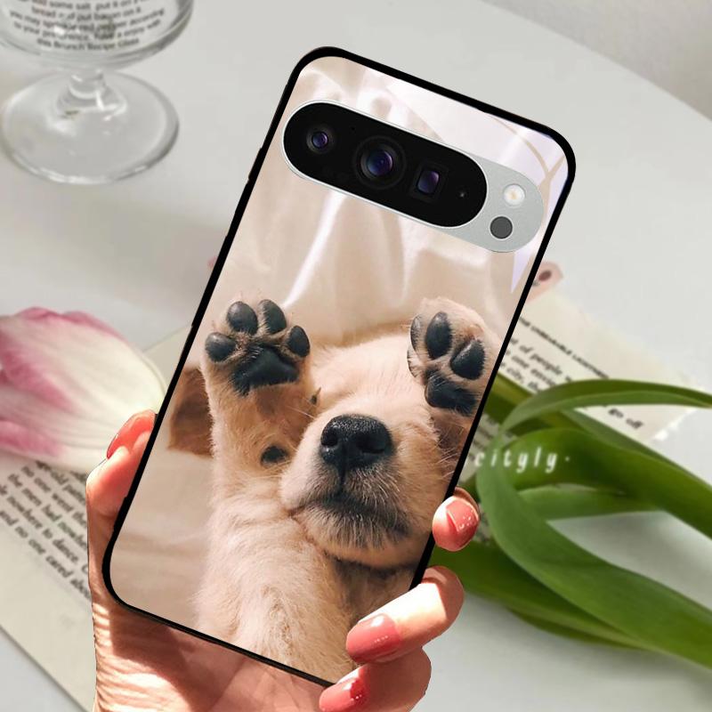 For Google Pixel 9 Pro XL Case Pixel9 Cute Animal Tempered Glass Phone Cover For GOOGLE PIXEL 9A Glass Protective Fundas Cases