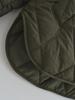 2023 Winter Women's Solid Color Diamond Grid Loose Cotton Jacket with Stand Collar