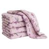 5-Piece Purple Floral Quick-Dry Water-Absorbing Coral Fleece Cleaning Cloth Set for Kitchen and Bathroom