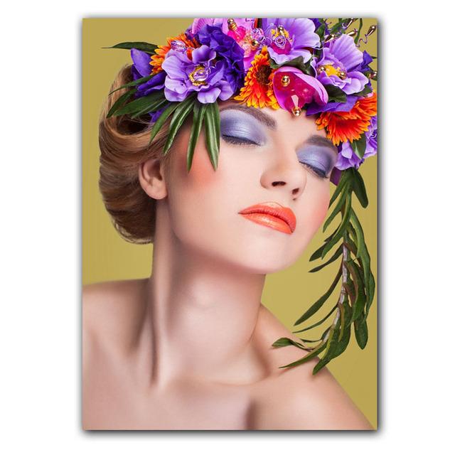 Modern Fashion Girl Graffiti Wall Art Poster Black White Watercolor Canvas Painting Nordic Wall Pictures Living Room Home Decor No Frame