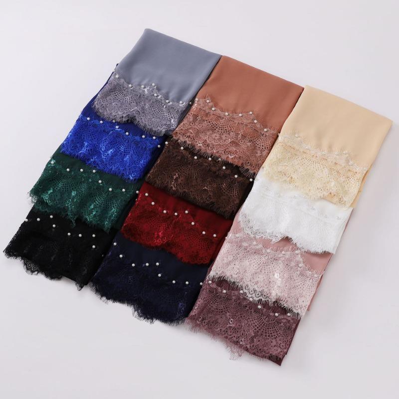 Eyelash Lace Chiffon Scarf With Beads For African Women