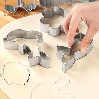 8Pcs Ocean Animal Cookie Cutters Mermaid Tail Starfish Seashell Shark Shapes Sea Themed Biscuit Molds Stainless Steel Fondant Cutters Birthday