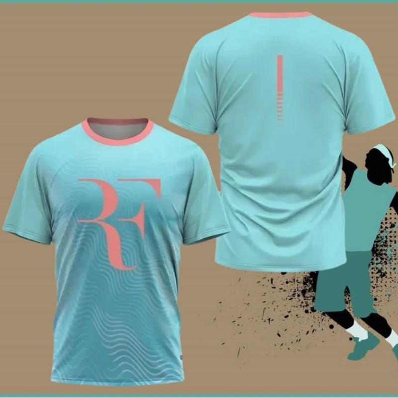 Sommer Herren Tennis Trainingsuniform, Roger Federer Rücktritts-Gedenk-Sportshirt, Lässige und Bequeme Kurzarm-Oberteile